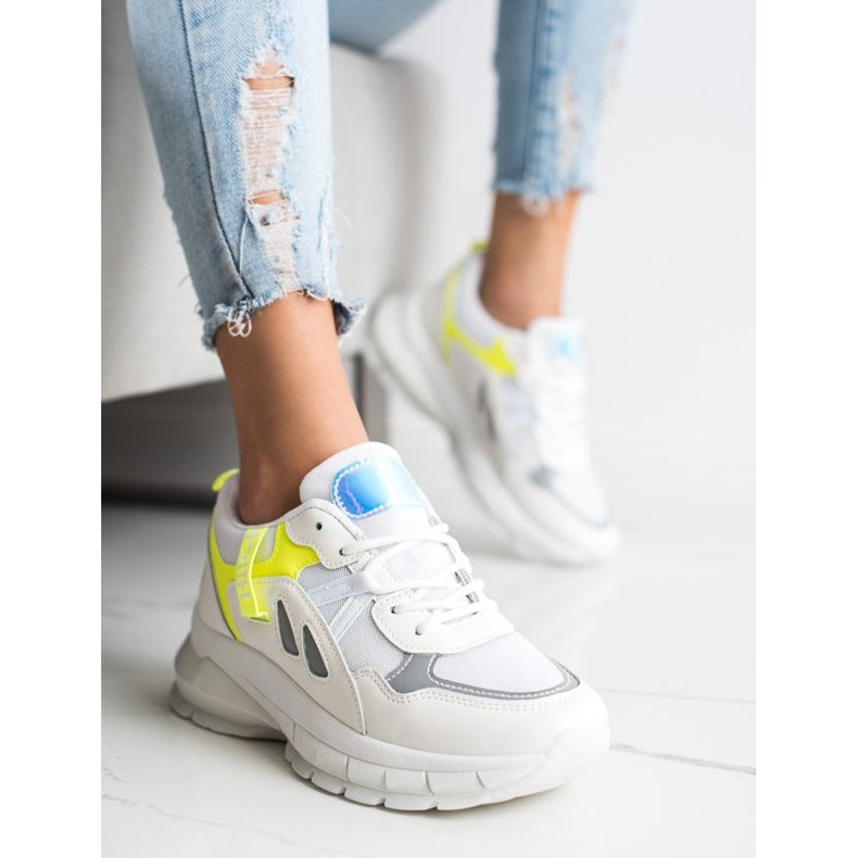 SHELOVET Sneaker platform con rete bianca multicolore 1
