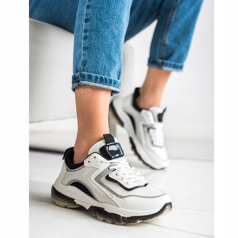 Ideal Shoes Sneakers Con Inserto Glitter bianco 1