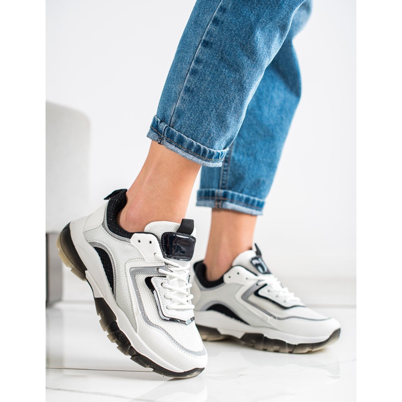 Ideal Shoes Sneakers Con Inserto Glitter bianca 2