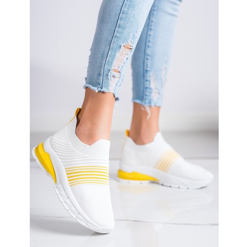 SHELOVET Sneakers traforate primaverili bianco giallo 1