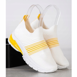 SHELOVET Sneakers traforate primaverili bianca giallo 2