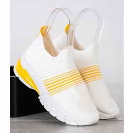 SHELOVET Sneakers traforate primaverili bianco giallo 2