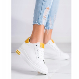 Ideal Shoes Sneakers con zeppa primaverile bianca giallo 4