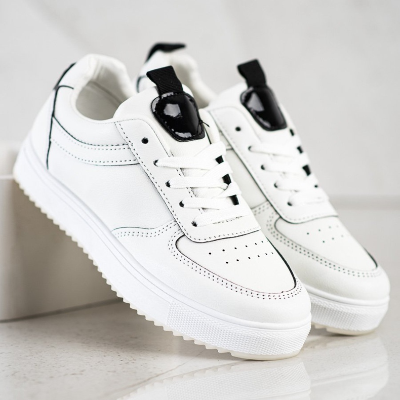 SHELOVET Scarpe sportive in ecopelle bianca 2