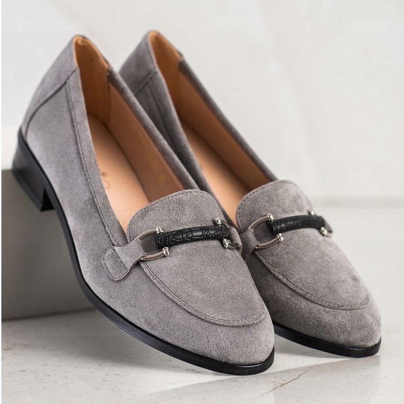 Mocassini VINCEZA con tacco basso grigio 2