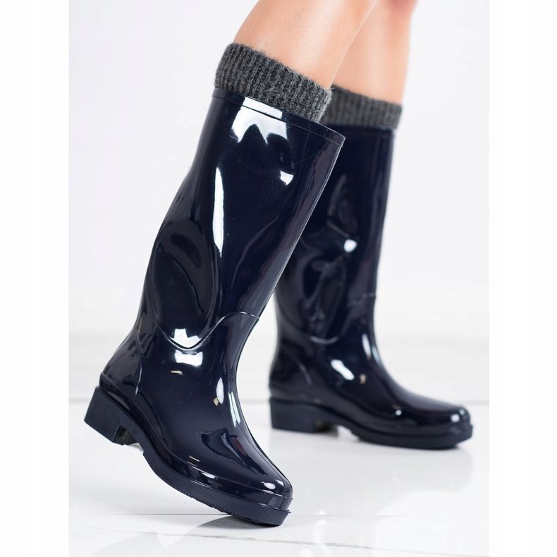 SHELOVET Galosce lucide blu navy 1