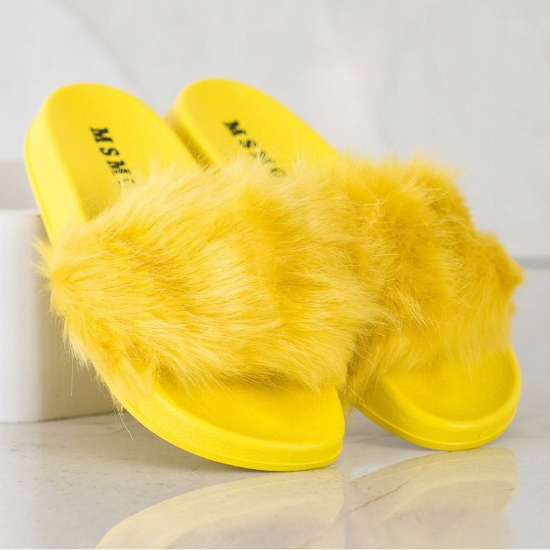 SHELOVET Pantofole In Gomma Con Pelliccia giallo 1
