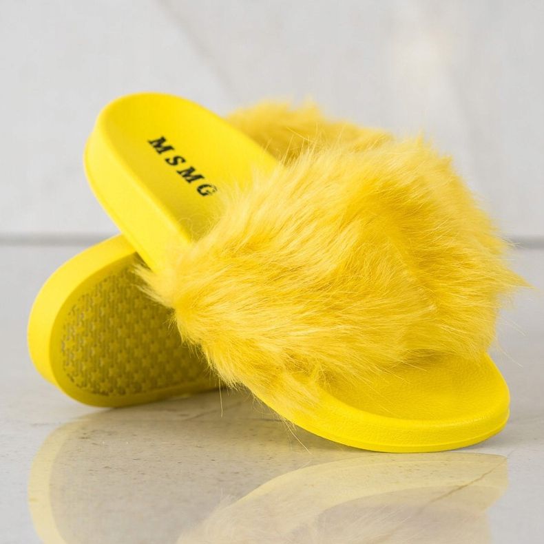 SHELOVET Pantofole In Gomma Con Pelliccia giallo 2