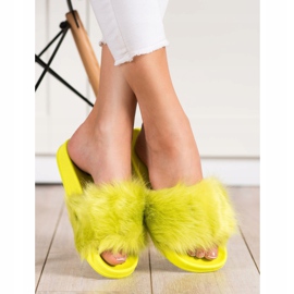 SHELOVET Pantofole In Gomma Con Pelliccia verde giallo 2
