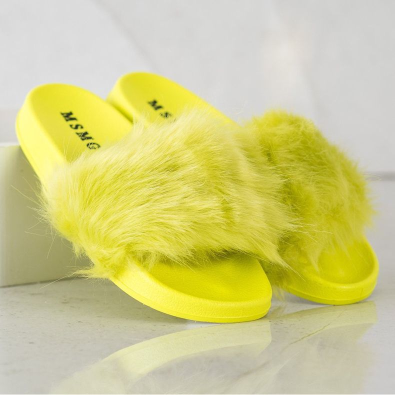 SHELOVET Pantofole In Gomma Con Pelliccia verde giallo 1