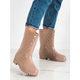 Bona Stivali di gomma trapuntati lucidi beige 1