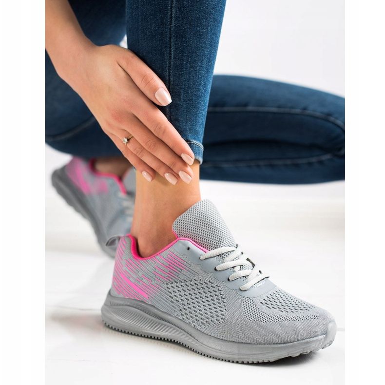 Bona Scarpe sportive leggere rosa grigio 1