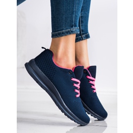 SHELOVET Scarpe sportive leggere blu navy rosa 1