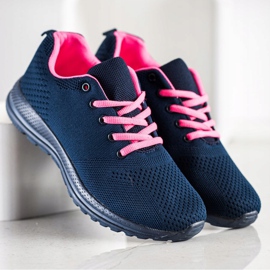 SHELOVET Scarpe sportive leggere blu navy rosa 2
