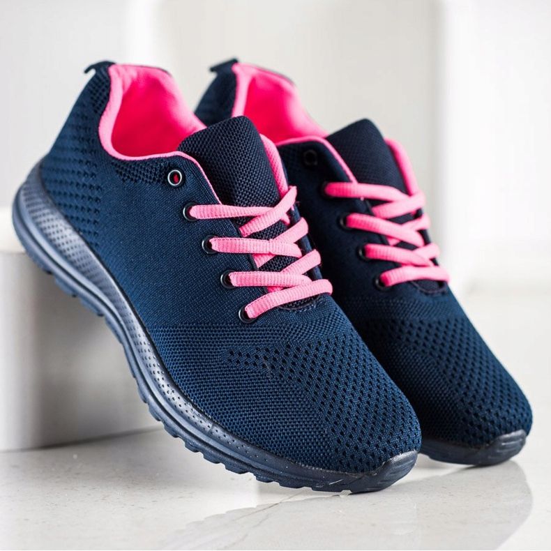 SHELOVET Scarpe sportive leggere blu navy rosa 2