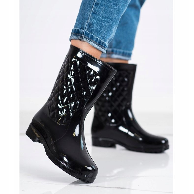 SHELOVET Stivali di gomma trapuntati alla moda nero 2