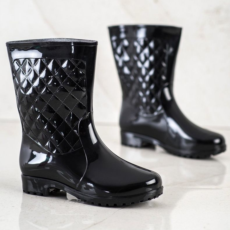 SHELOVET Stivali di gomma trapuntati alla moda nero 1