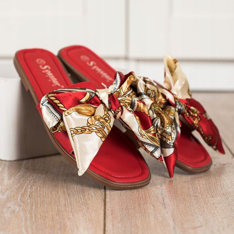 Seastar Pantofole Eleganti Con Fiocco Decorativo rosso 2