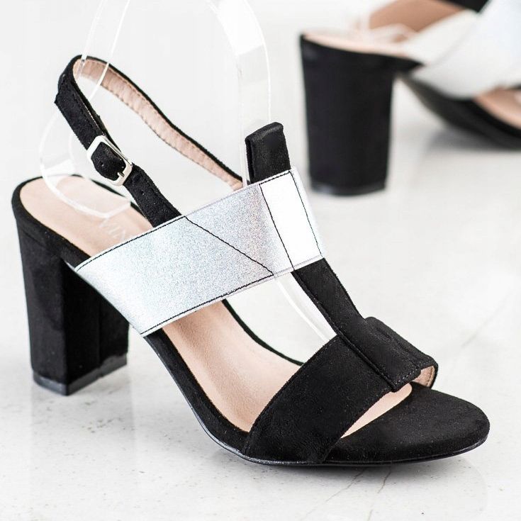 Eleganti sandali VINCEZA nero d'argento 1