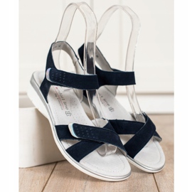 Sandali In Pelle Con Velcro VINCEZA blu navy 1