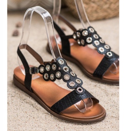 Sergio Leone Sandali Eleganti Con Cubic Zirconia nero 1