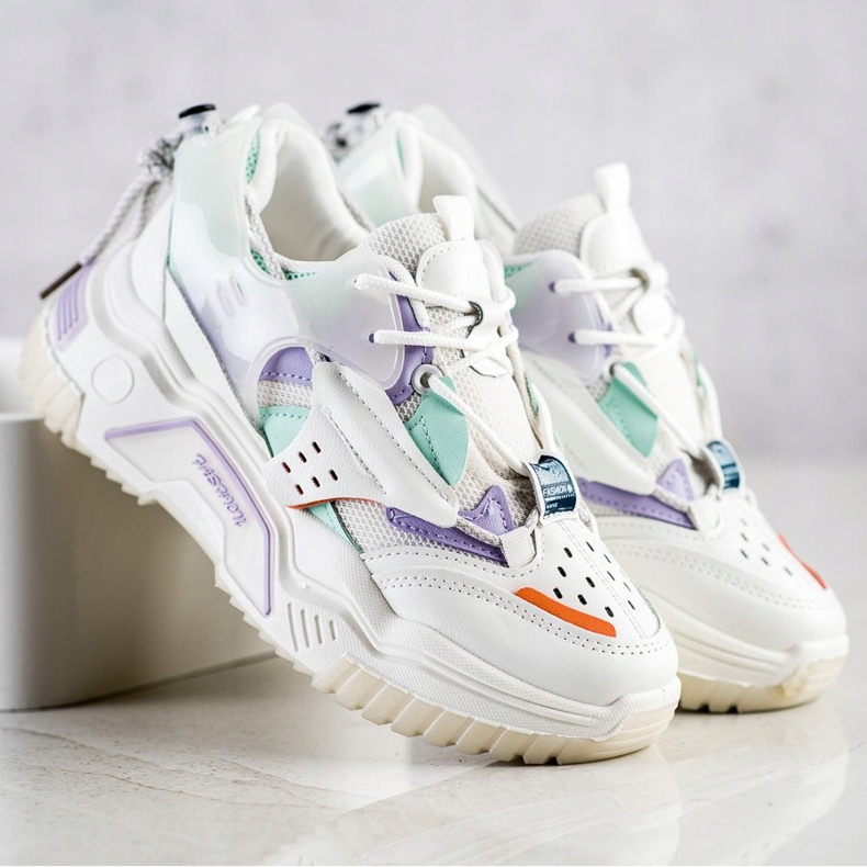 SHELOVET Scarpe da ginnastica colorate alla moda bianco multicolore 1