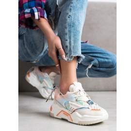 SHELOVET Scarpe da ginnastica colorate alla moda beige multicolore 1