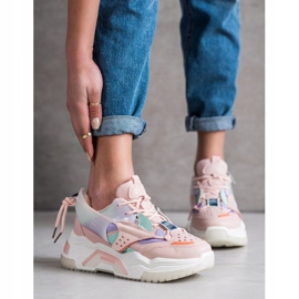 SHELOVET Scarpe da ginnastica colorate alla moda rosa multicolore 1