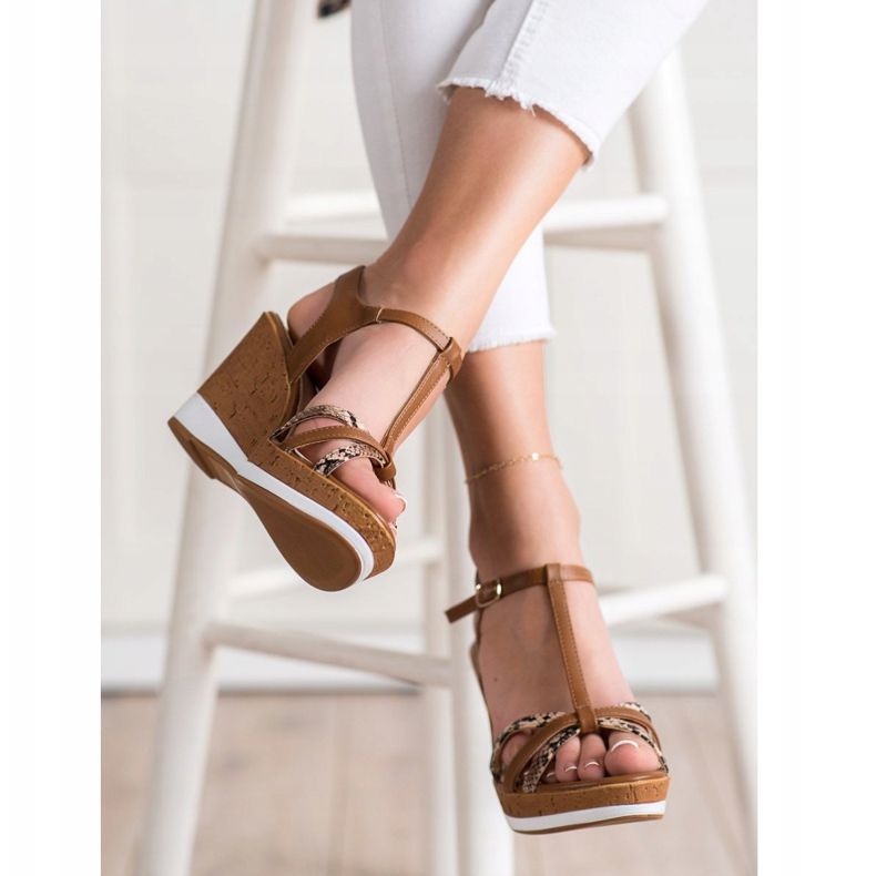 Sandali con zeppa Sergio Leone marrone 2