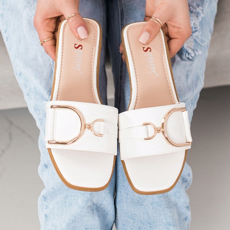 Seastar Pantofole Eleganti Con Ornamento bianco 1