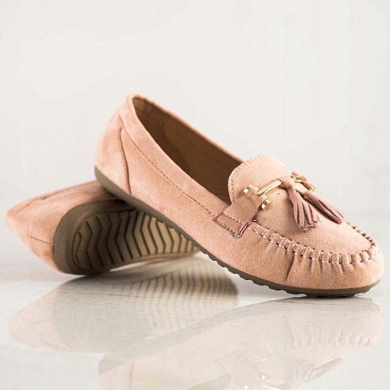 Queentina Mocassini in pelle scamosciata alla moda beige rosa 1