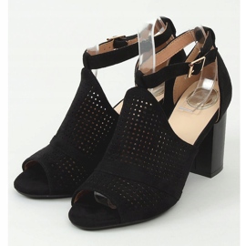 Sandali neri open toe con tacco CZ-10220 Black nero 1