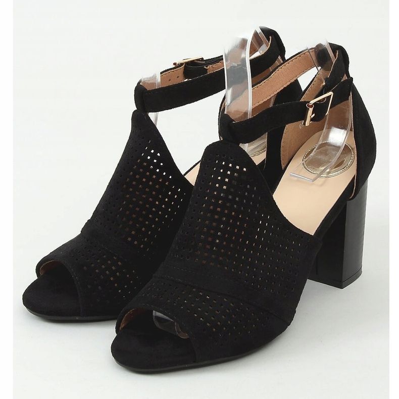 Sandali neri open toe con tacco CZ-10220 Black nero 1