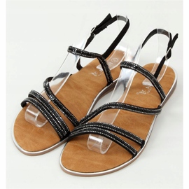Sandali con zirconi neri SM0023 Black nero 1