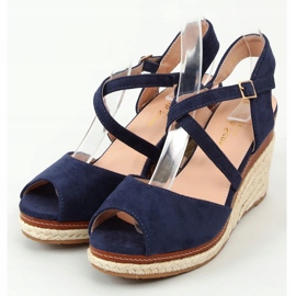 Espadrillas sulla zeppa open toe blu navy FG19 Blue 1
