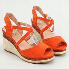 Arancio FG19 Espadrillas arancioni open toe su zeppe arancia 1