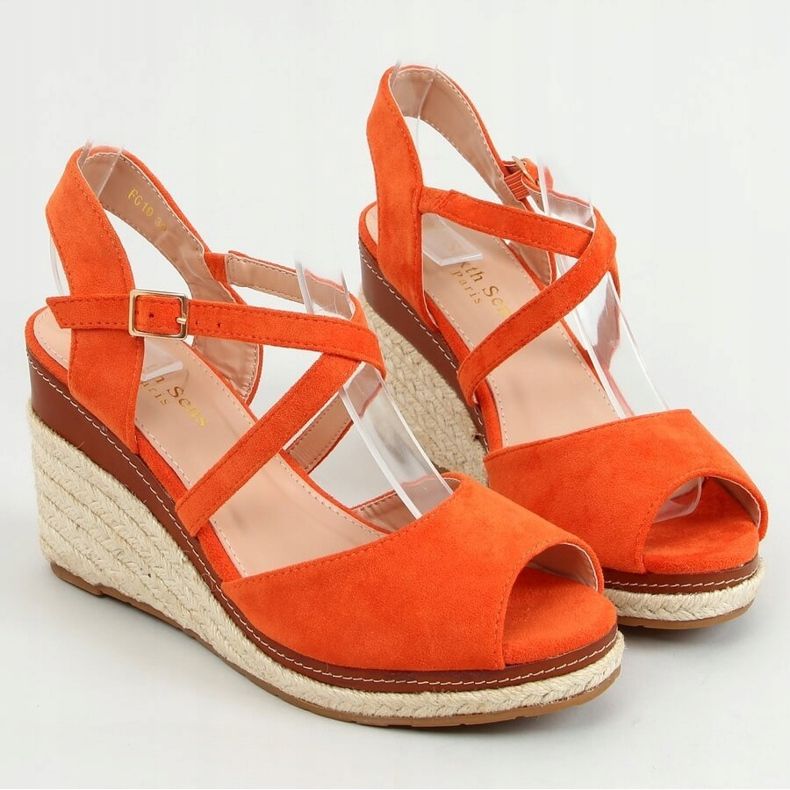 Arancio FG19 Espadrillas arancioni open toe su zeppe arancia 1