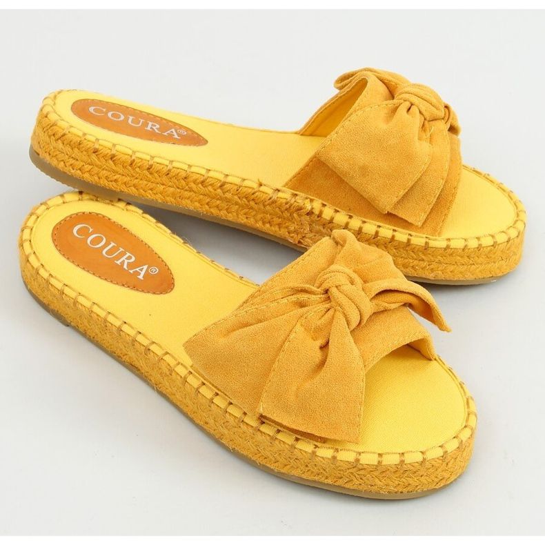 Pantofole espadrillas con fiocco miele 266 Giallo 1