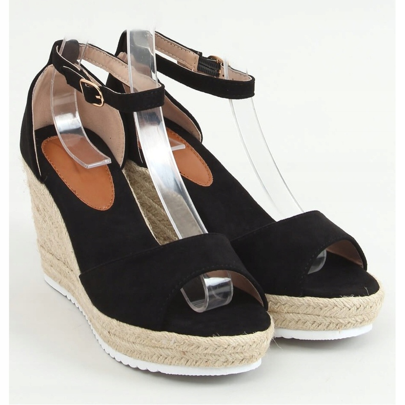 Sandali neri espadrillas su zeppe 888-89 Black nero 1