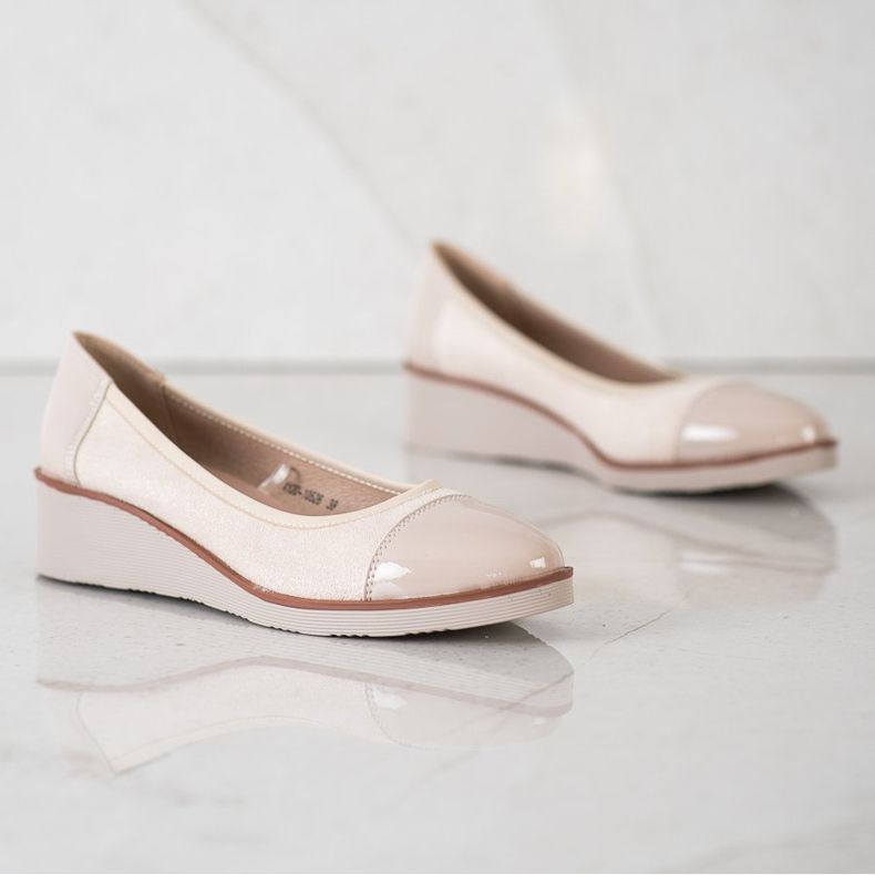 VINCEZA ballerine con zeppa beige 1