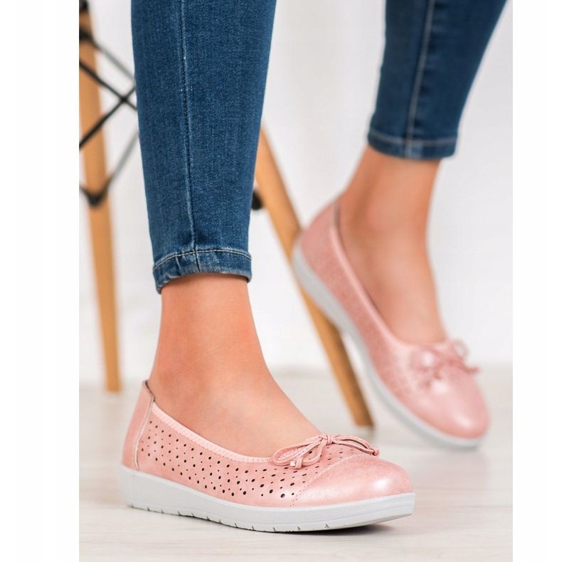 SHELOVET Ballerina traforata sulla piattaforma rosa 1