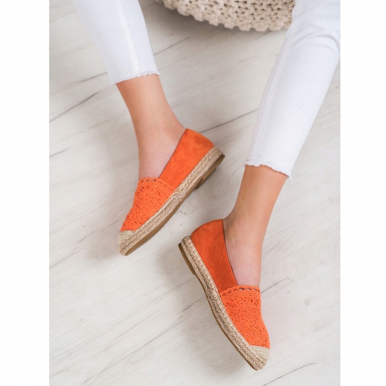 Small Swan Espadrillas in camoscio con pizzo arancia 2