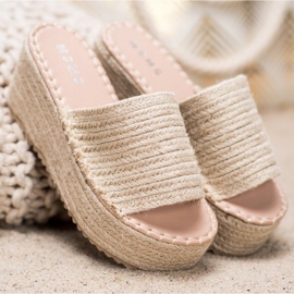 SHELOVET Ciabatte con zeppa intrecciata Ll909be beige 1