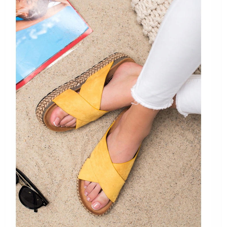 Comer Comode pantofole sulla piattaforma giallo 2