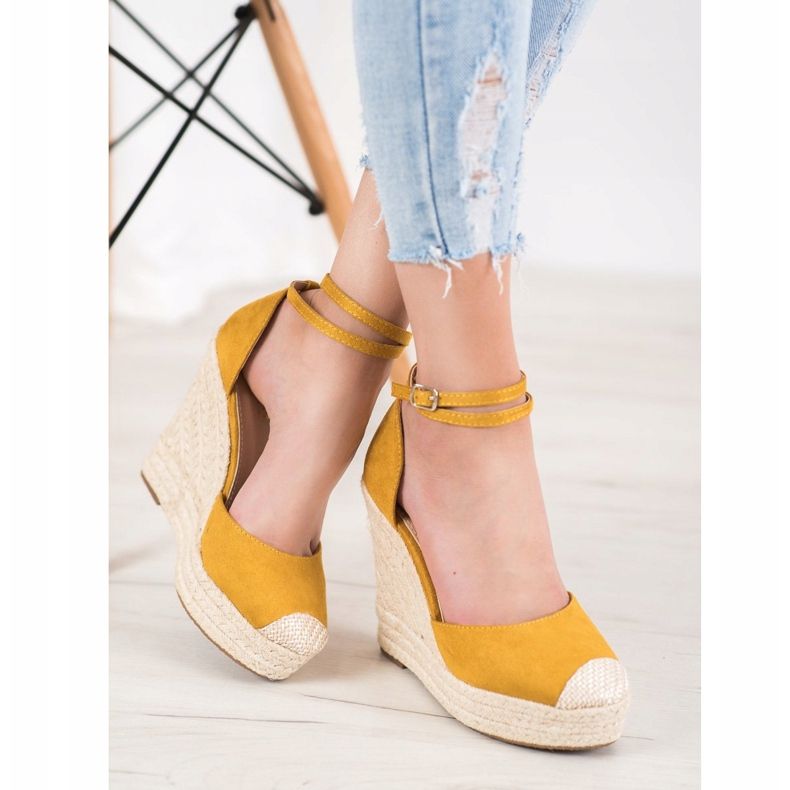 SHELOVET Espadrillas Alte Sulla Zeppa giallo 1