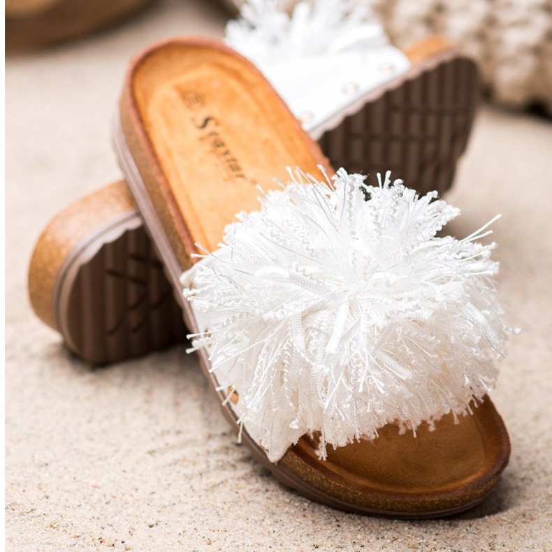 Seastar Pantofole Bianche Con Frange bianca 1