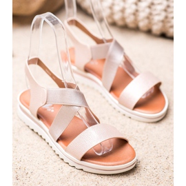 Weide Sandali Sulla Piattaforma beige d'oro 1