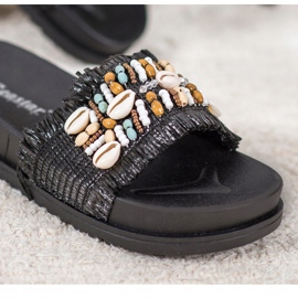 Seastar Pantofole Nere Con Conchiglie nero 1