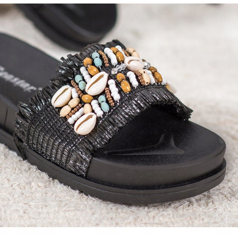 Seastar Pantofole Nere Con Conchiglie nero 1
