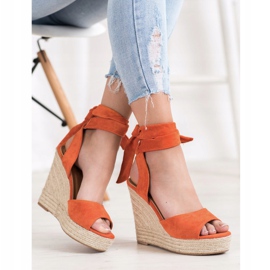 Seastar Sandali con espadrillas su tacchi alti arancia 2